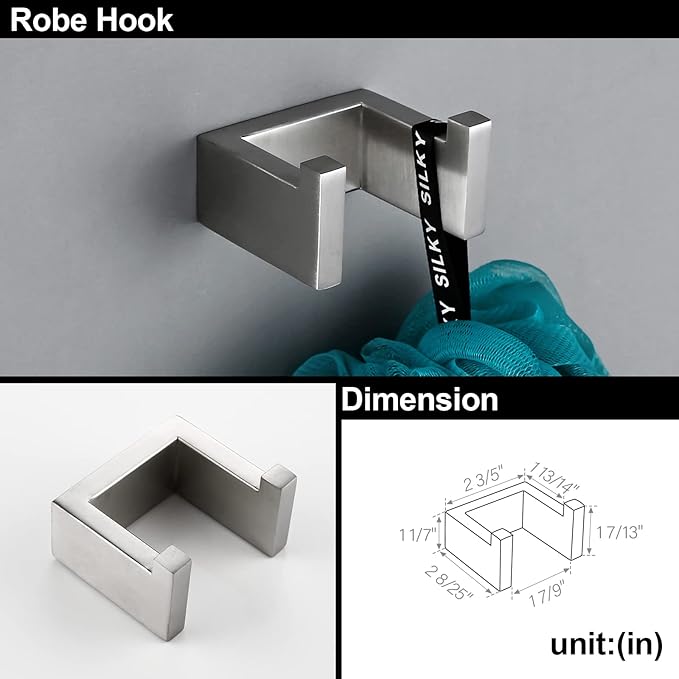 BAGNOLUX Brushed Nickel Bathroom Hardware Set 4 Pieces, Bath Towel Holder Set SUS304 Stainless Steel, Towel Racks Set for Wall Mount, Square Bathroom Accessories Set Towel Bar Heavy Duty