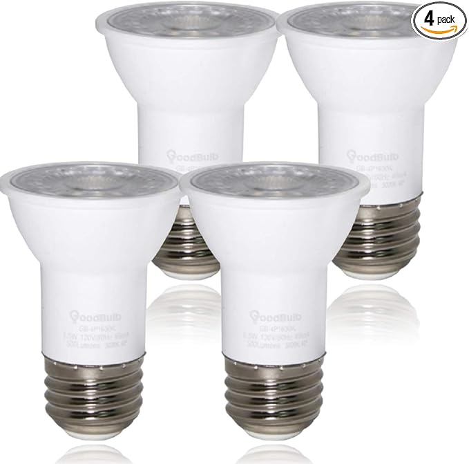 GoodBulb 6.5-Watt LED PAR16 Shape Light Bulbs (40 Watt Equivalent) E26 Medium Base | Soft White Light Color 3000K | EcoSmart Lights | High Output 500 Lumens (Pack of 4 Bulbs)
