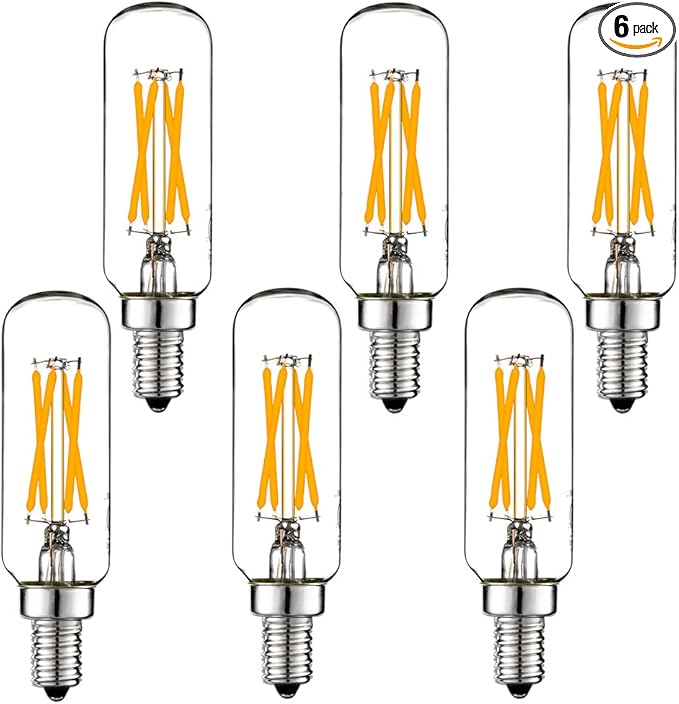 LiteHistory Dimmable t6 led Bulb 40W Candelabra led 2700K Clear 400lm 4W e12 Edison Bulb Warm White 6Pack