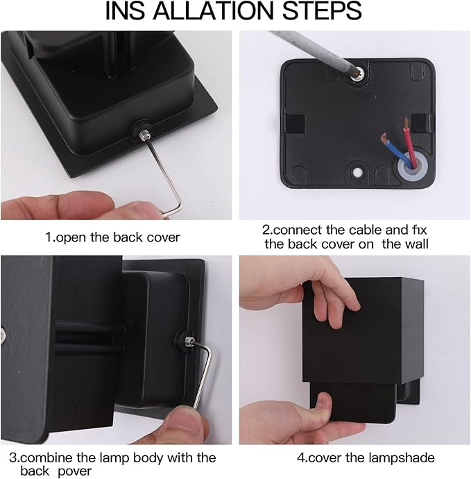 2 Pack LED Outdoor Wall Lights Exterior/Interior, Up and Down Lights IP65 Waterproof Wall Sconces, Square Aluminum Outdoor Wall Lighting Fixtures, Modern Black 12W 3000K Warm Lights