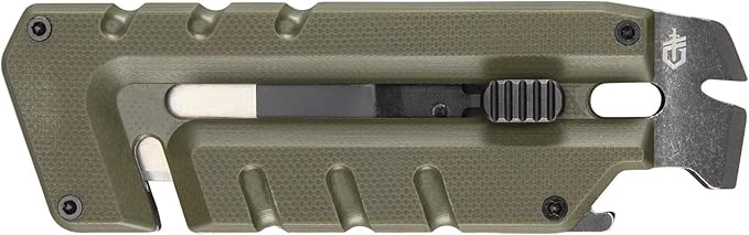 GERBER Gear Prybrid Utility EDC Multitool Pocket Utility Knife - Razor Knife with Retractable Hobby Blade and Pry Bar - Green with Clip