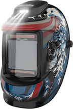 YESWELDER Auto Darkening Welding Helmet with Rechargeable Fan and Light, 3.93"X3.66"Large View 1/1/1/1 True Color 4 Arc Sensor Solar Powered Welding Hood, 3/5-9/9-13 Wide Shade Weld Mask LYG-30800H-BE