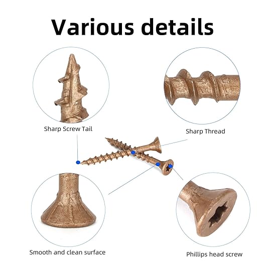 Deck Screws #8 x 1-5/8’’, T25 Star Torx Drive Flat Head Wood Screws, Brown, 5lb