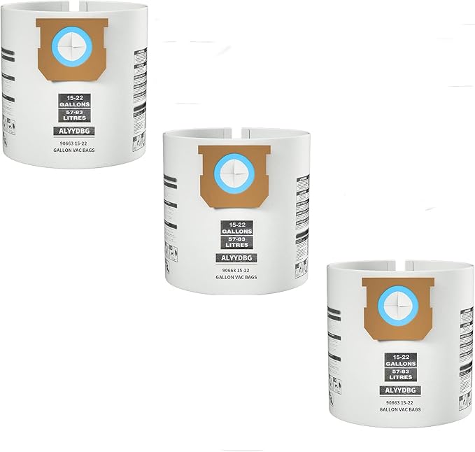 TYPE G 90663 9066300; TYPE J 90673 9067300, Part VF2008, ALYYDBG Replacement for Shop Vac 15-22 Gallon Vac Dust Bags,3 PCS