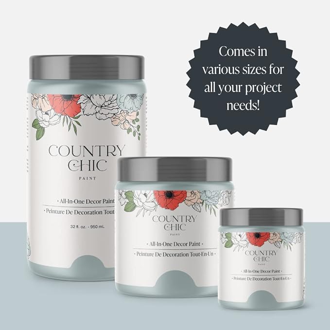 Country Chic All-in-One Chalk Paint for Furniture, Cabinets, Home Decor, Eco-Friendly, Matte Finish, Built-In Primer & Top Coat for Wood, Metal - No Wax Needed (Dune Grass (Green), - Pint 16 oz (475 ml)