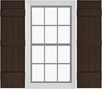 Board & Batten Vinyl Shutters (1 Pair) | 14.5"x71" (4-Board) - Coffee Bean | Exterior Window Shutters | Includes Mounting Hardware | Simple Installation | Made in USA