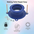 One N Done Toilet Flange Repair Kit – Complete Toilet Wax Ring Replacement Kit – Durable Waxless Toilet Ring – Includes Toilet Flange Bolts and nuts,washers - Toilet Flange Extension Kit (Pack of 2)