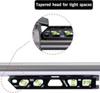 BETHEL 9 Inch Magnetic Torpedo Level with 4 Bubble Vials, V-Groove & Magnetic Rails, Black Aluminum Alloy Construction