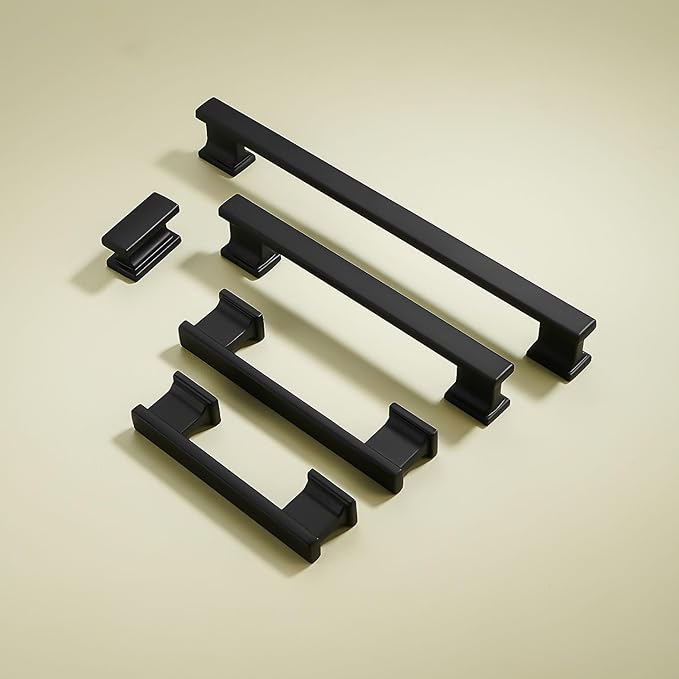 10 Pack 6 Inch Length|5 Inch(128mm) Hole Center Matte Black Kitchen Cabinet Handles, Cabinet Pulls Kitchen Cabinet Hardware, Cupboard Pulls, Drawer Handles