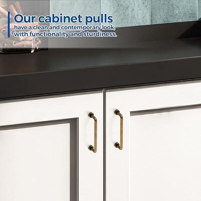 JOY DECOR Cabinet Pulls – 3-3/4 Inch Hole Center, Antique Brass, 2 Pack, Zinc Alloy Cabinet Handles for Drawers & Cupboard – Vintage Style Hardware for Kitchen, Bathroom, Dresser, Furniture Makeover