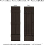 Board & Batten Vinyl Shutters (1 Pair) | 14.5"x67" (4-Board) - Stone Mason Brown | Exterior Window Shutters | Includes Mounting Hardware | Simple Installation | Made in USA