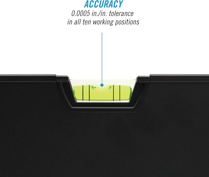 CHANNELLOCK 78-Inch, Professional-Grade Magnetic Aluminum Box Level with Solid Block Acrylic Vials, 5200-0078M