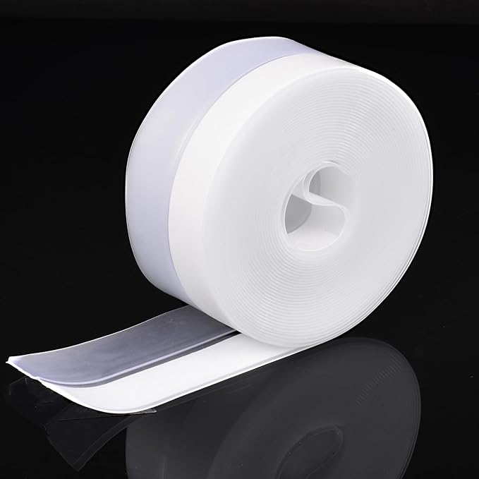 Silicone Seal Weather Stripping Tape 16.5 Ft Strip Bottom Draft Insulation Stopper Tape Weatherproof Soundproof for Door or Window Bathroom Shower Glass Gaps（35mm*5m）