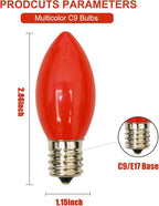 25 Pack C9 Ceramics Red Christmas Light Bulb for Indoor/Outdoor Patio, Halloween Party String Lights, 7 Watt Red Night Light, C9/E17 Intermediate Base