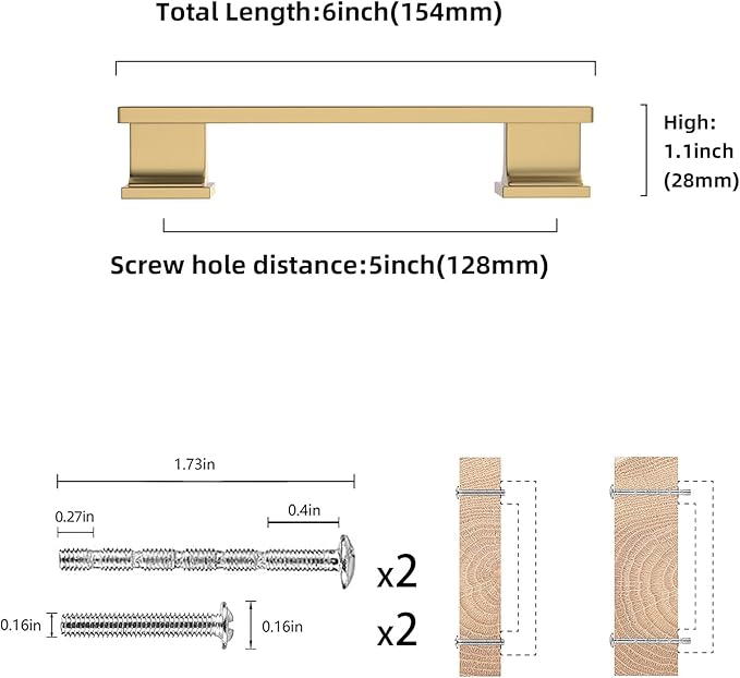 COTYKILEY 10 Pack 5 Inch(128mm) Champagne Bronze Cabinet Handles Gold Kitchen Cabinet Pulls Cabinet Door Handles Kitchen Cabinet Hardware
