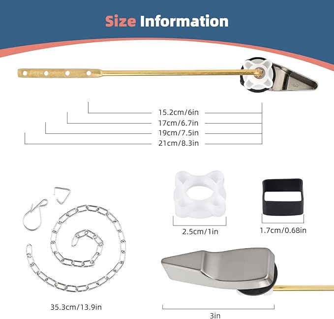 iFealClear Universal Toilet Handle Lever Flush Replacement, Front Mount Toilet Trip Lever Compatible with American Standard, Stainless Steel Flapper Chain, Solid Brass, Brushed Nickel