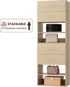 ROOMTEC 19.5" 2 Drawer Short Tower Closet Unit, Modular Closet System with Drawers and Shelf, Wardrobe Organizer for Bedroom or Walk-in Closet, Wall Mounted, Customizable Clothes Storage Unit, Wood