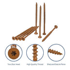 Wood Screws #10 x 3-1/2", Construction Fence Screws, 250 Pcs Deck Exterior Screws for Wood, Rust Resistant, T25 Star Bits Included, Brown