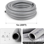 1 inch 25ft Liquid-Tight Conduit and Connector Kit,Flexible Non-Metallic Liquid Tight Electrical Conduit Kit with 5 Straight and 3 90-Degree Connector Fittings,1in. Dia