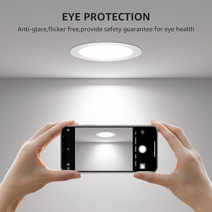 Lepro 12 Pack 4 inch Canless LED Recessed Light Ultra-Thin, Dimmable Downlight 5000 Kelvin Daylight with Junction Box, 750 Lumen High Brightness 10 watt Eqv. 80 watt 50,000 Hours Lifespan