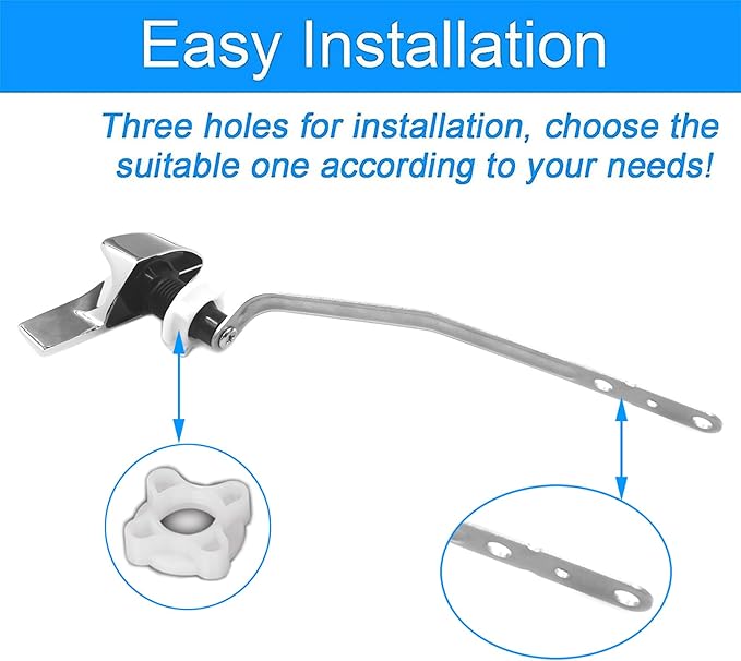 Universal Side Mount Toilet Handle Fit for Kohler 87115-CP, Left Toilet Flusher Replacement Kit Compatible with Kohler/TOTO Toilet Tank, Polish Chrome, 1-Pack