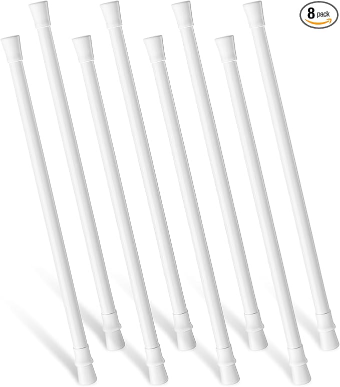 8 Pack Window Security Bars Adjustable 23.6-43.3 Inch Extendable Tension Rods Sliding Glass Door Lock Stick Security Bars with Rubber Tips for Inside Windows Bathroom Cupboard RV Refrigerator 1.2''