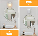 1 Light Modern Bathroom Light Fixtures Over Mirror, Chrome Vanity Lights for Bathroom Wall Sconces with Milky White Glass Shades, E26 Socket (Bulbs Not Included)