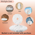 Spin Mop Refills Replacement 360° Microfiber Spin Mop and Bucket Head Round Shape Standard Size Easy Cleaning Spin Mop Systems 6-Pack White