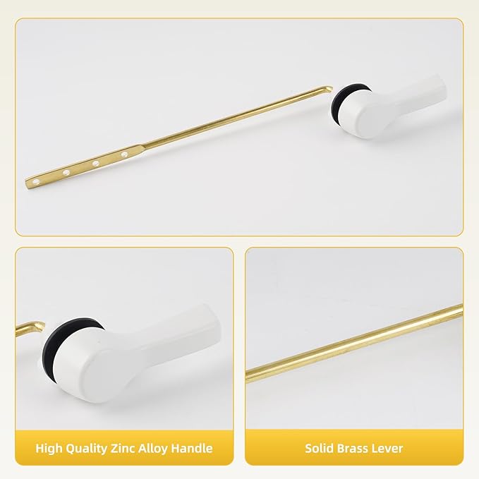 iFealClear Universal Metal Toilet Flush Handle Replacement, Front Mount Toilet Handle Replacement Compatible with Kohler, American Standard, TOTO, Mansfield, Solid Brass, White