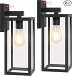 BesLowe Upgraded Motion Sensor Outdoor Wall Lights, 15” Dusk to Dawn Porch Lights Outdoor Wall Sconce Lanterns, 3 Lighting Modes Exterior Lighting Fixtures, Black Outside Lights for House, 2-Pack