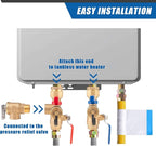 Isolator Tankless Water Heater Valve Kit with Pressure Relief Valve, 3/4 Inch IPS Water Heater Flush Kit, Clean Brass