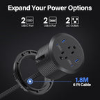 Jgstkcity Desktop Power Grommet, 65W USB C Fast Charging Port, Flush Mount Recessed Power Strip 3inch Hole,2 Outlets,4 USB Ports, Countertop Outlet (Black, 65W USB Port)