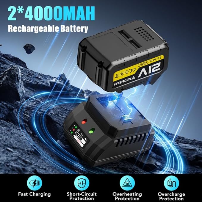 1/2" Cordless Impact Wrench, 1500N.m (1106Ft-lbs) Brushless Impact Gun, 2x4.0Ah Batteries, Max 4200RPM with Reverse Auto-Stop & LED Light for Car Truck Lug Nuts, Auto Repair, Industrial & DIY