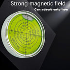 6'/2mm Point high Precision Universal Level Bubble Metal Bubble Water Leveler Cross Gauge Small Household (Silver Green Magnetic)