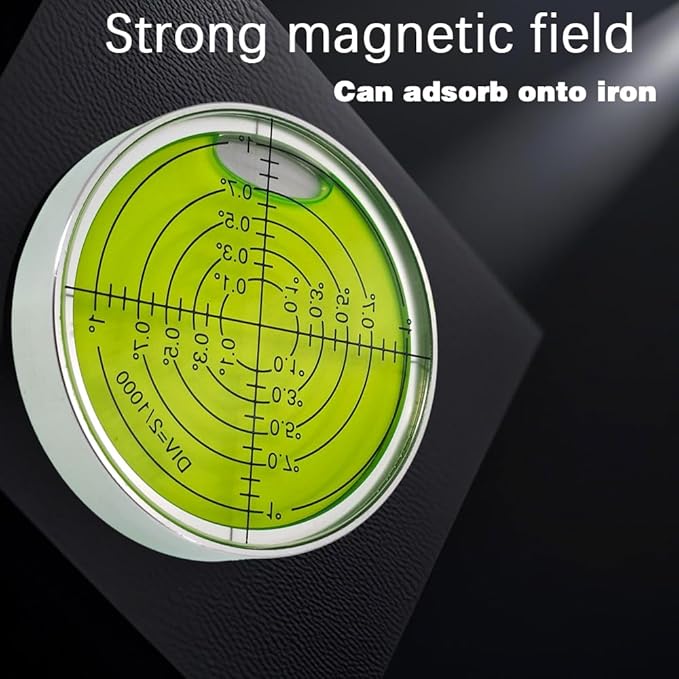 6'/2mm Point high Precision Universal Level Bubble Metal Bubble Water Leveler Cross Gauge Small Household (Silver Green Magnetic)