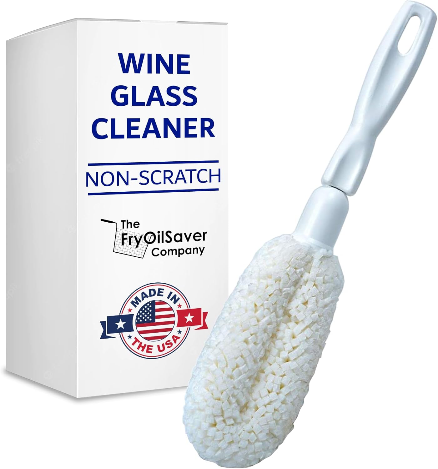 2-Pack Flute & Stemware Wine Glass Cleaning Brush - Dishwasher Safe, Non-Scratch Flute Cleaner for Crystal Glasses, Champagne Glass, Goblet, Wine Decanter - for Bar & Restaurant by FryOilSaver B61C