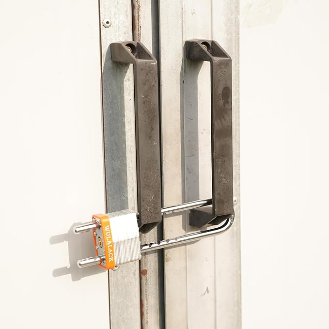 Padlock with Key, WULALACK 2 inch Wide Heavy Duty Laminated Steel Keyed Padlock with Adjustable Shackle, Long Shackle Pad Lock with 2 Keys