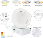 4 Inch Recessed Lighting 6 Pack,Ajustable Led Eyeball Gimbal Light,Led Recessed Lighting 4 Inch Ceiling Light with Junction Box,5CCT Selectable,Airtight,9W 750LM,Dimmable,ETL Listed