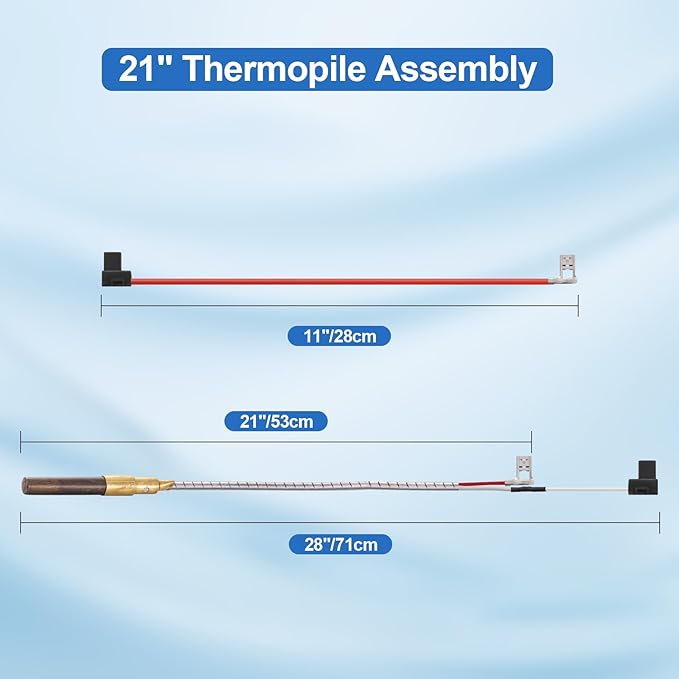 100112328 Minivolt Thermopile for Water Heater, 21" 100112328 Thermopile Assembly Compatible with Reliance Whirlpool, A.O.Smith, Kenmore, Replace Model 6911197, 9007872005, 100094024