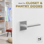 Mega Handles Prime Dummy Door Handles - 4 Pack Heavy Duty Brushed Nickel Door Handles, Non-Turning Door Handle for Closet & French Doors, Single Side, Fits All Standard Doors - Satin Nickel