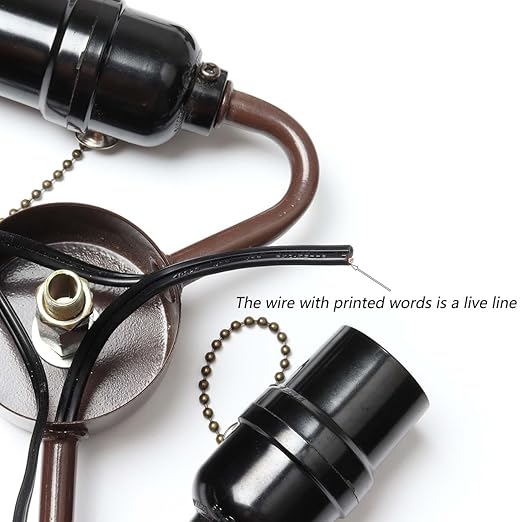 Bieye SC01 E26 Light Socket Cluster with Pull Chain Switch and Electrical Wiring Accessories (2-Light, Brown)