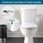 Hygie Rinse 2PCS Metal Toilet Handle Lever Flush Replacement, Universal Front Mount Toilet Handle with Stainless Steel Flapper Chains, Toilet Repair Kit, White