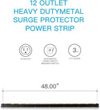KMC 12 Outlet Heavy Duty Workshop Metal Power Strip with 3-Foot Long Extension Cord with Circuit Breaker, for Workshop and Industrial use, ETL Certified,Black