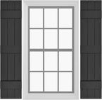 Board & Batten Vinyl Shutters (1 Pair) | 11"x67" (3-Board) - Black Cosmos/Paintable | Exterior Window Shutters | Includes Mounting Hardware | Simple Installation | Made in USA