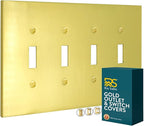 RIO SALTO Modern Metal Vibrant Yellow Gold Quad Toggle Light Switch Cover Metal Decorative Toggle Switch Covers Wall Plate Outlet Cover Electric Outlet Socket Quad Togle - Midsize 4 Gang