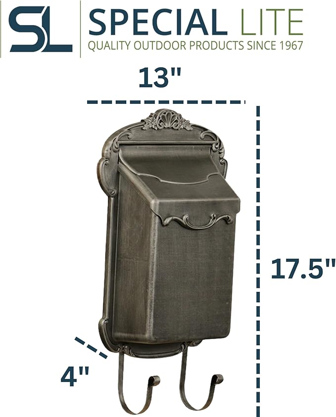 Special Lite Victoria Vertical Wall Mount Mailbox - Swedish Silver Aluminum Mailbox for Wall Mount - SVV-1013-SW