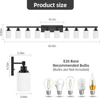 10 Light Bathroom Vanity Lights Over Mirror, 65.4 inch Black Vanity Lights Fixtures with White Glass Shades Matte Black Modern Vanity Lights Black Bathroom Wall Lighting for Mirror Bedroom