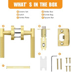 Amerdeco 5 Pack Brushed Gold Door Handles Interior, Knurled Privacy Door Handles with Lock,Heavy Duty Gold Door Lever for Bedroom or Bathroom, Reversible Keyless for Left Right Handed Doors AM0016