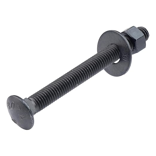 1/2 in. x 5 in. Black Carriage Bolt Kit Includes 12 Bolts, 12 Washers, and 12 Nuts, Ceramic Black Ruspert Coated for Exterior Use - 2X Rust Resistance of Galvanized by Makers Bolt