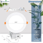 DLLT LED Recessed Ceiling Light: 24 Pack 6 Inch Slim Recessed Lighting for Kitchen - 5CCT Dimmable Canless Wafer Downlight for Living Room - 725LM Brightness 12W 120V Can Lights for Bedroom ETL FCC